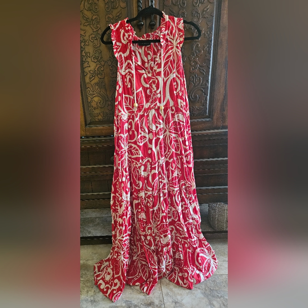 Red & White Summer Maxi Dress